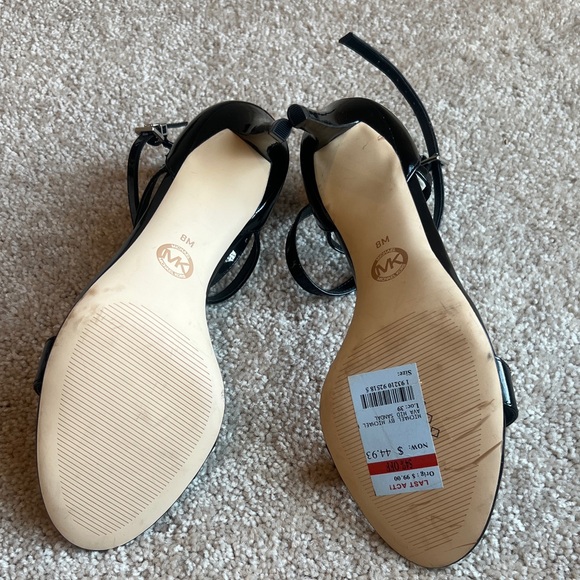 Michael Kors Patent Leather Ankle Strap Heels Black Size 8 Open Toe Stiletto - Picture 7 of 9